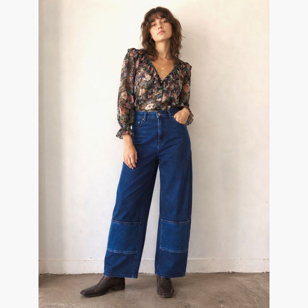 Erdem x Universal Standard Blue Wide Leg Jeans Pants Trousers Women's Size 8